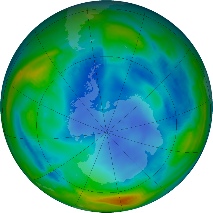 Antarctic ozone map for 22 July 2000